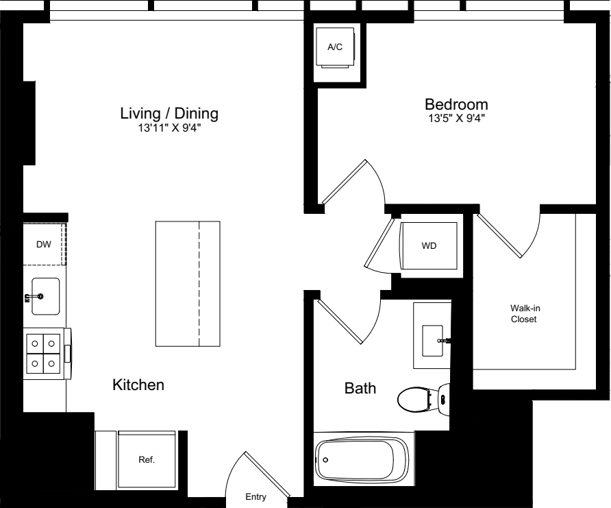 1 Bed |  1 Bath |  "apartment"