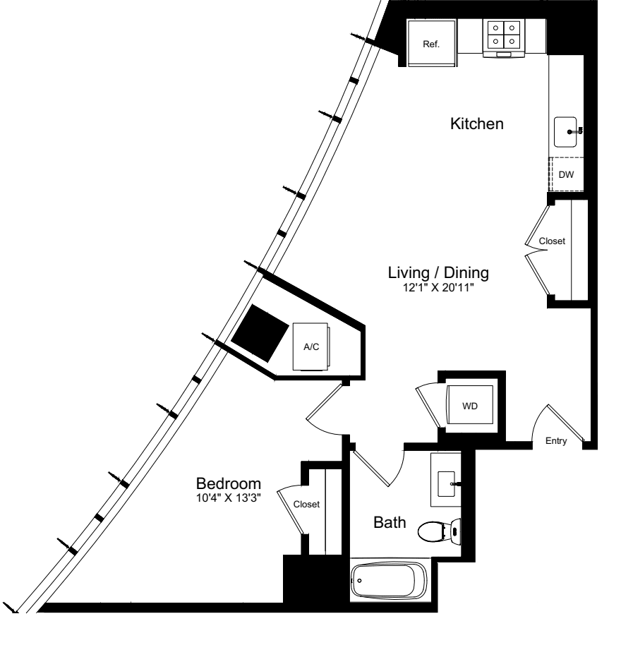 1 Bed |  1 Bath |  "apartment"