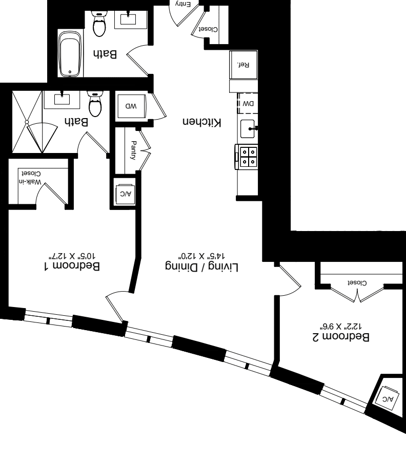 2 Bedroom A floorplan