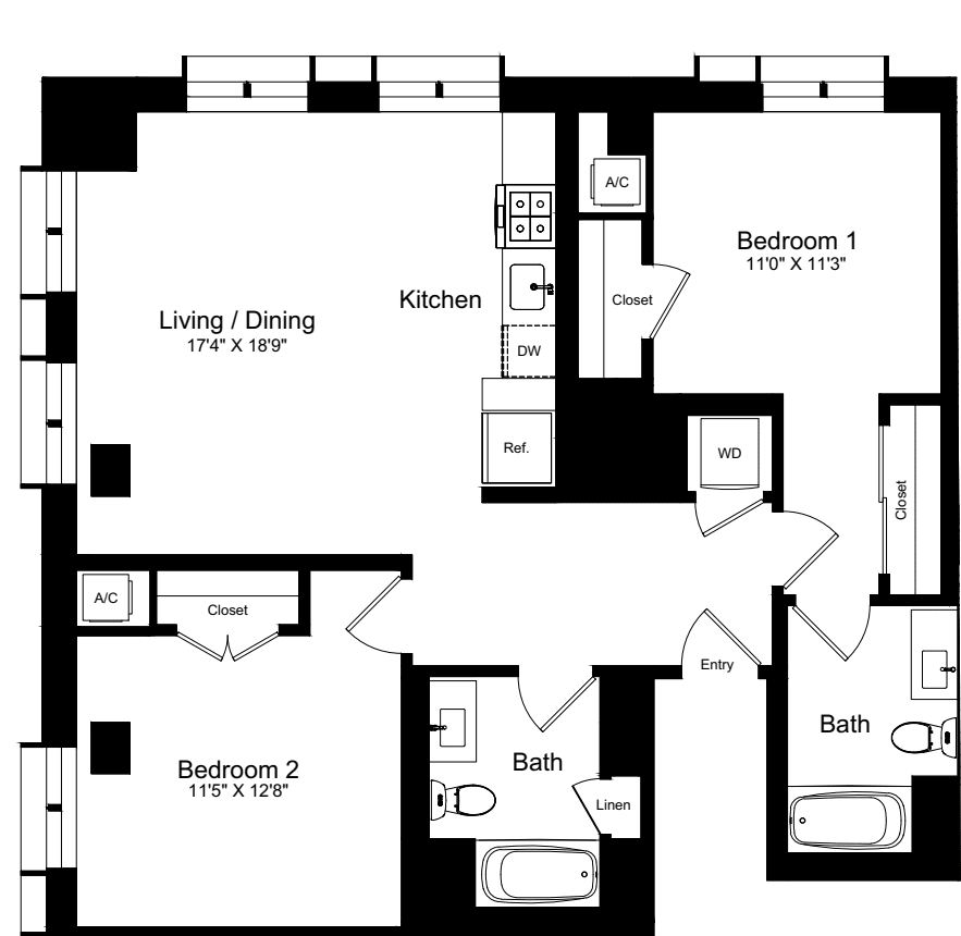 2 Bed |  2 Bath |  "apartment"