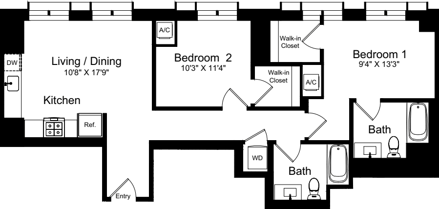 2 Bedroom G floorplan