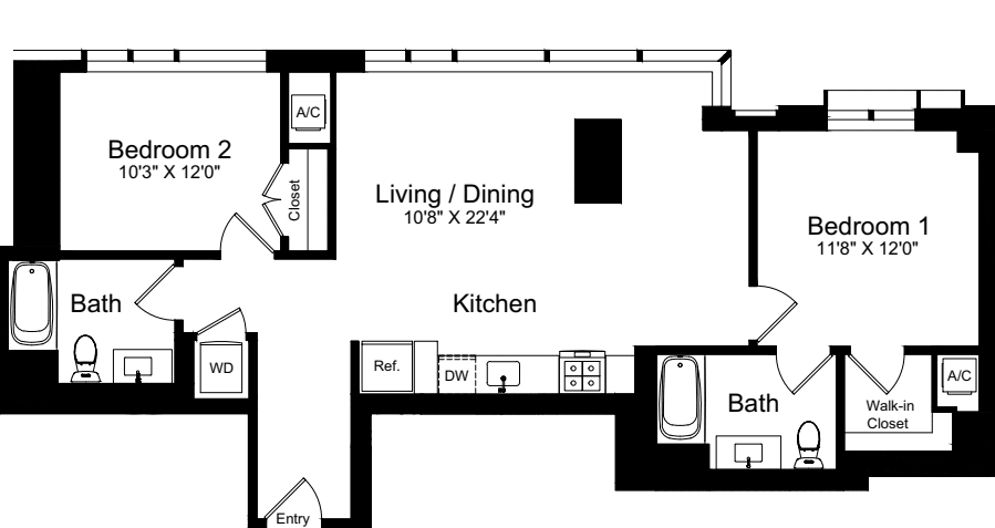 2 Bedroom J floorplan
