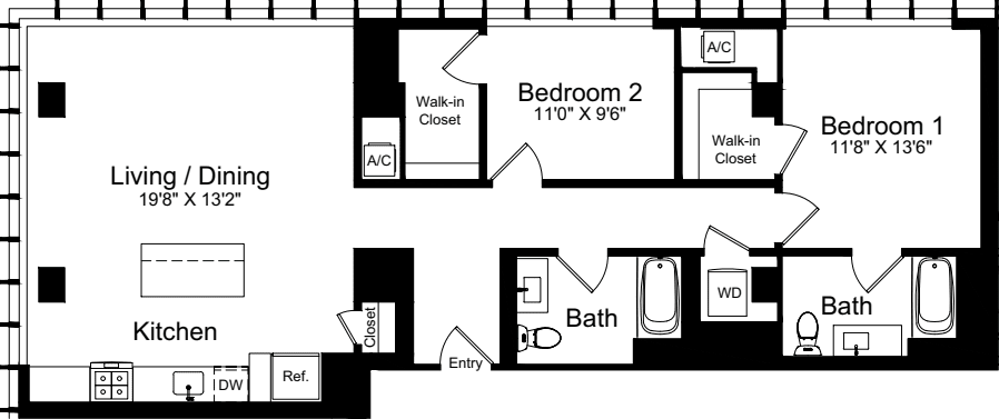 2 Bedroom M floorplan