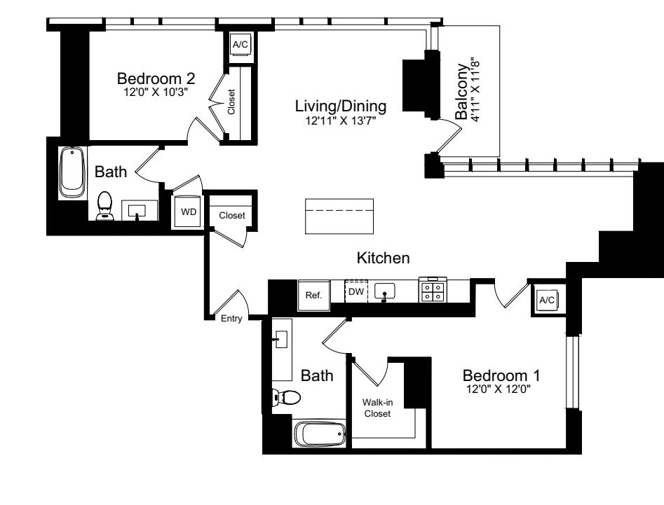 2 Bedroom O floorplan