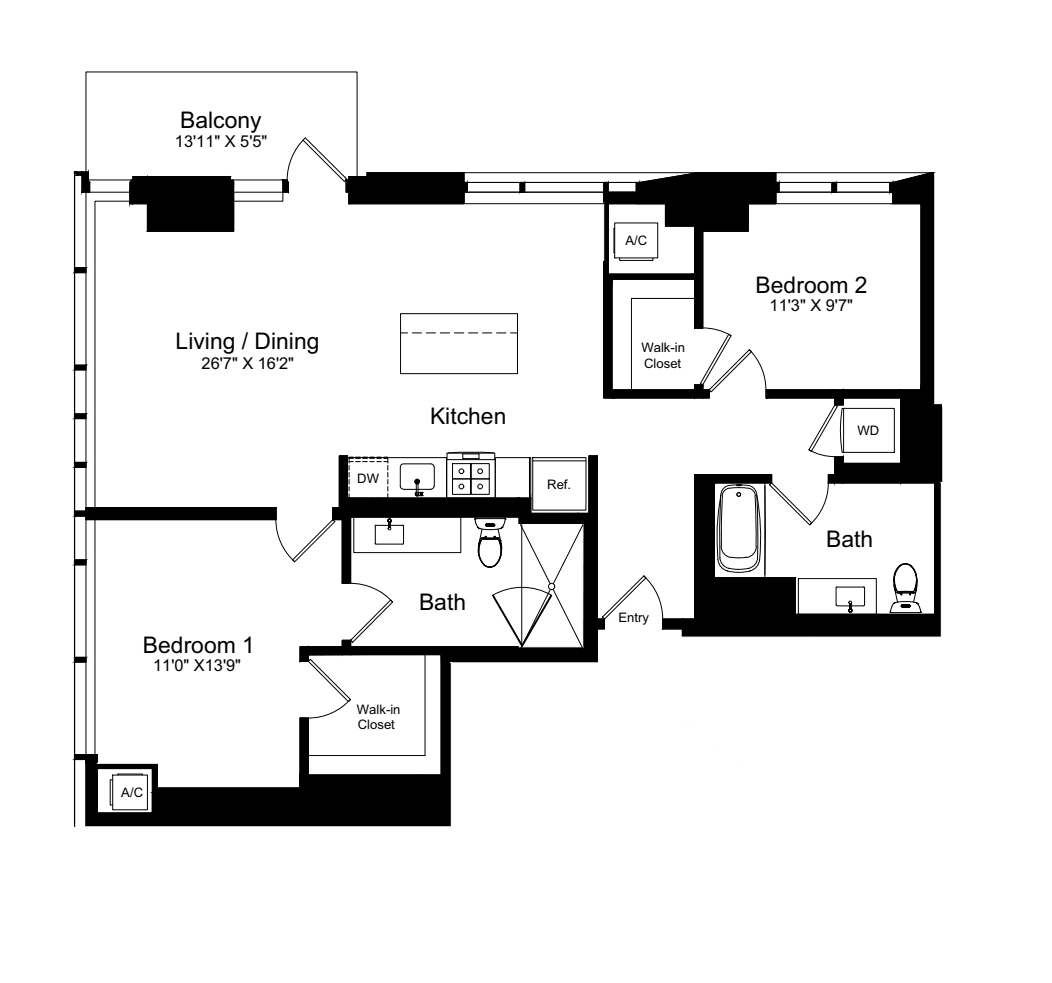 2 Bedroom Q floorplan