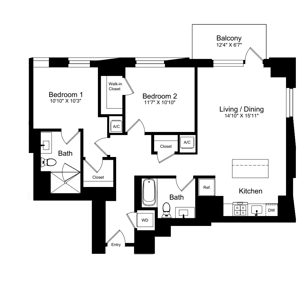 2 Bed |  2 Bath |  "apartment"