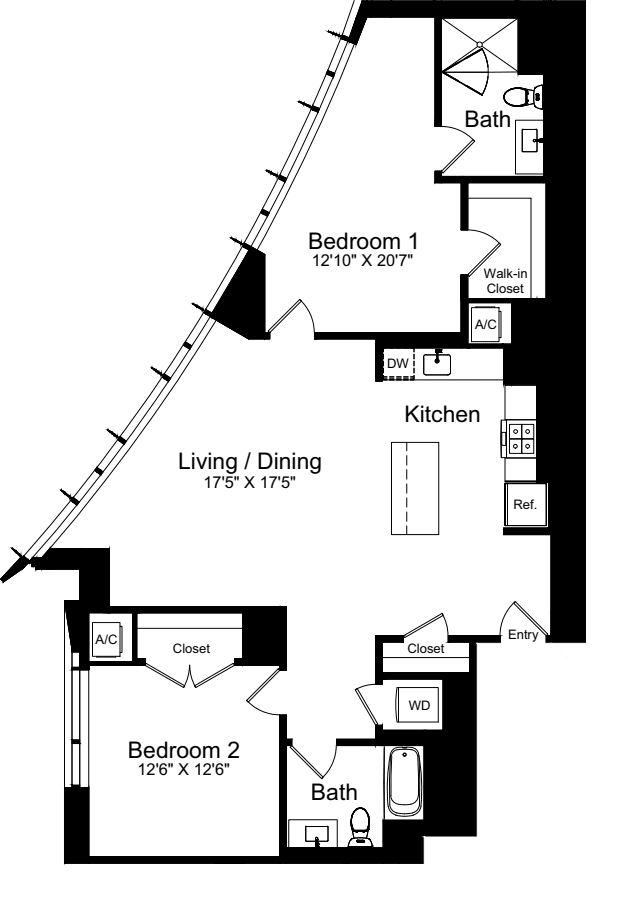 2 Bedroom T floorplan