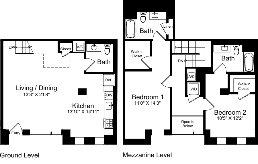 2 Bedroom U floorplan