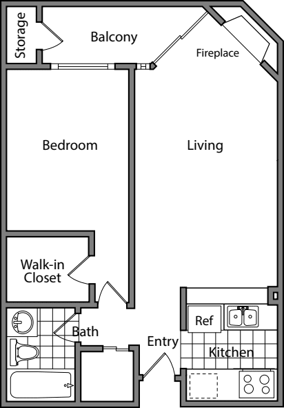 1 Bedroom BB floorplan