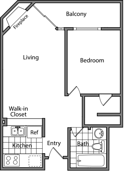 1 Bedroom CC floorplan