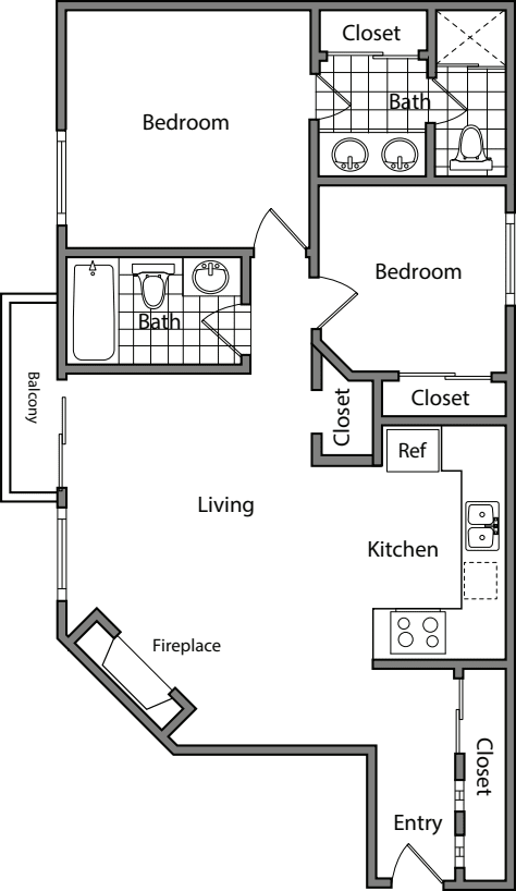 2 Bedroom AA floorplan