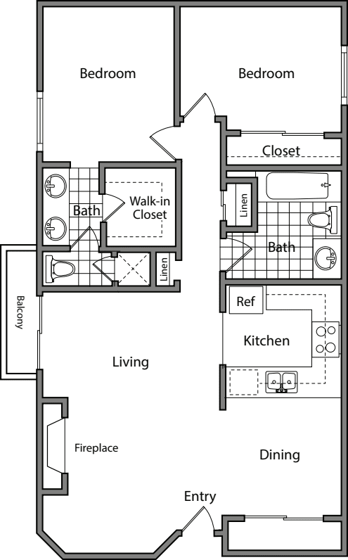 2 Bedroom BB floorplan