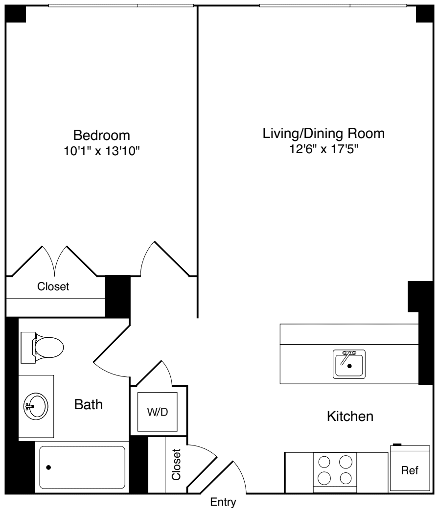 1 Bedroom F floorplan