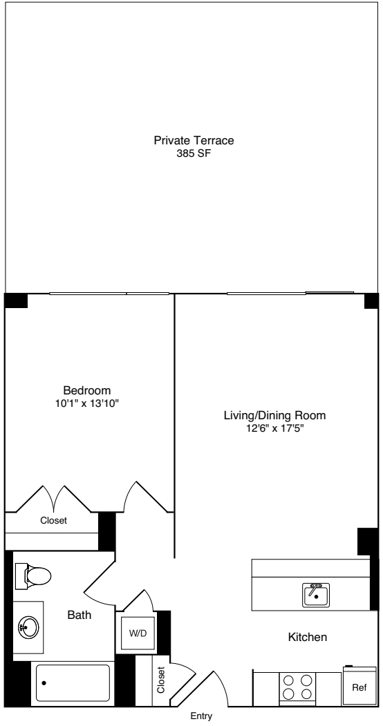 1 Bedroom M floorplan