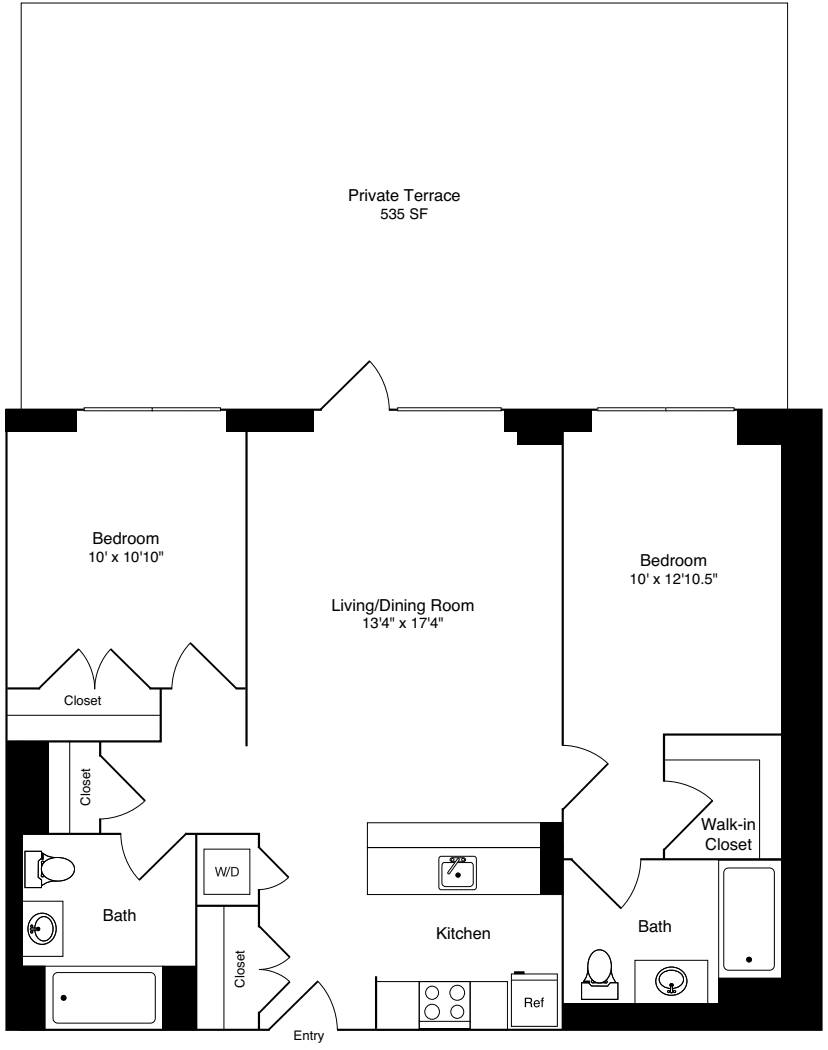 2 Bedrooms B floorplan