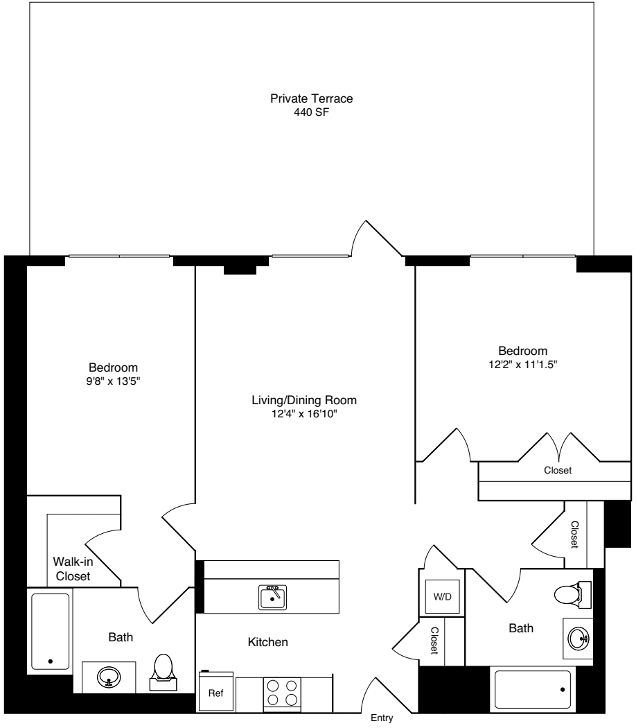 2 Bedrooms D floorplan