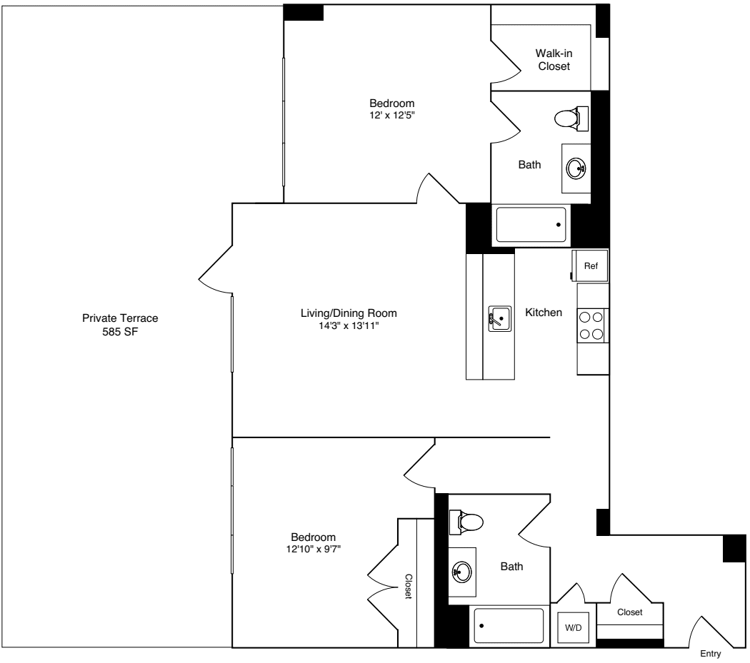 2 Bedrooms E floorplan