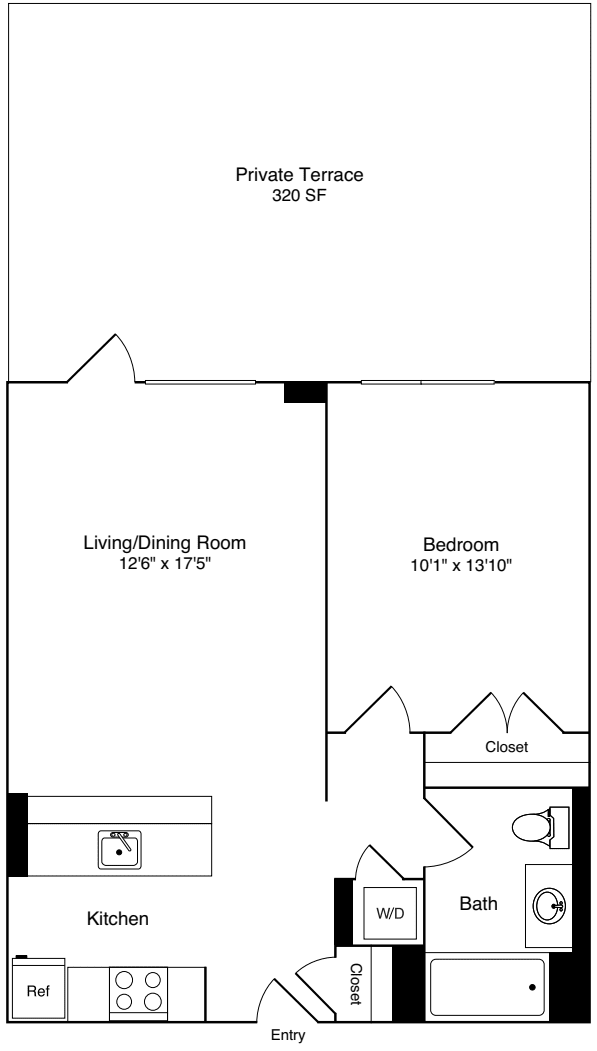 1 Bedroom O floorplan