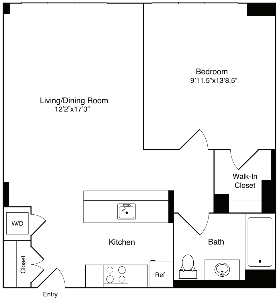 1 Bedroom P floorplan