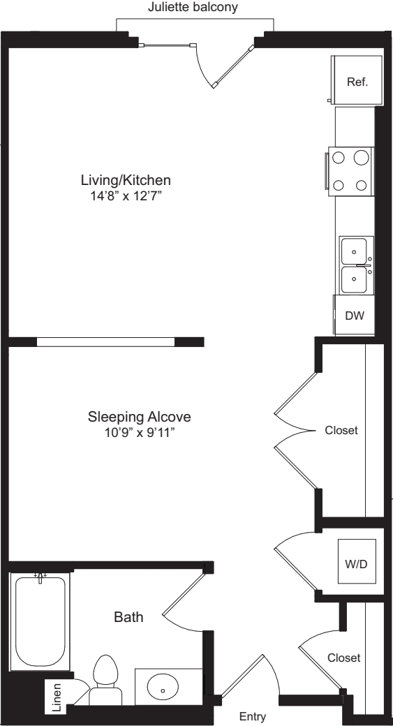 Studio A floorplan
