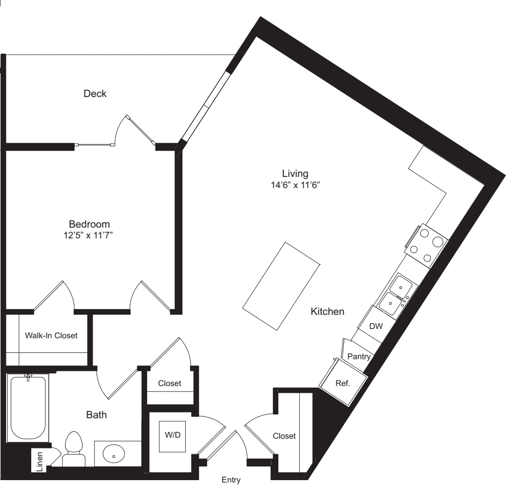 One Bedroom C floorplan