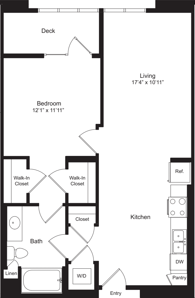 One Bedroom F floorplan