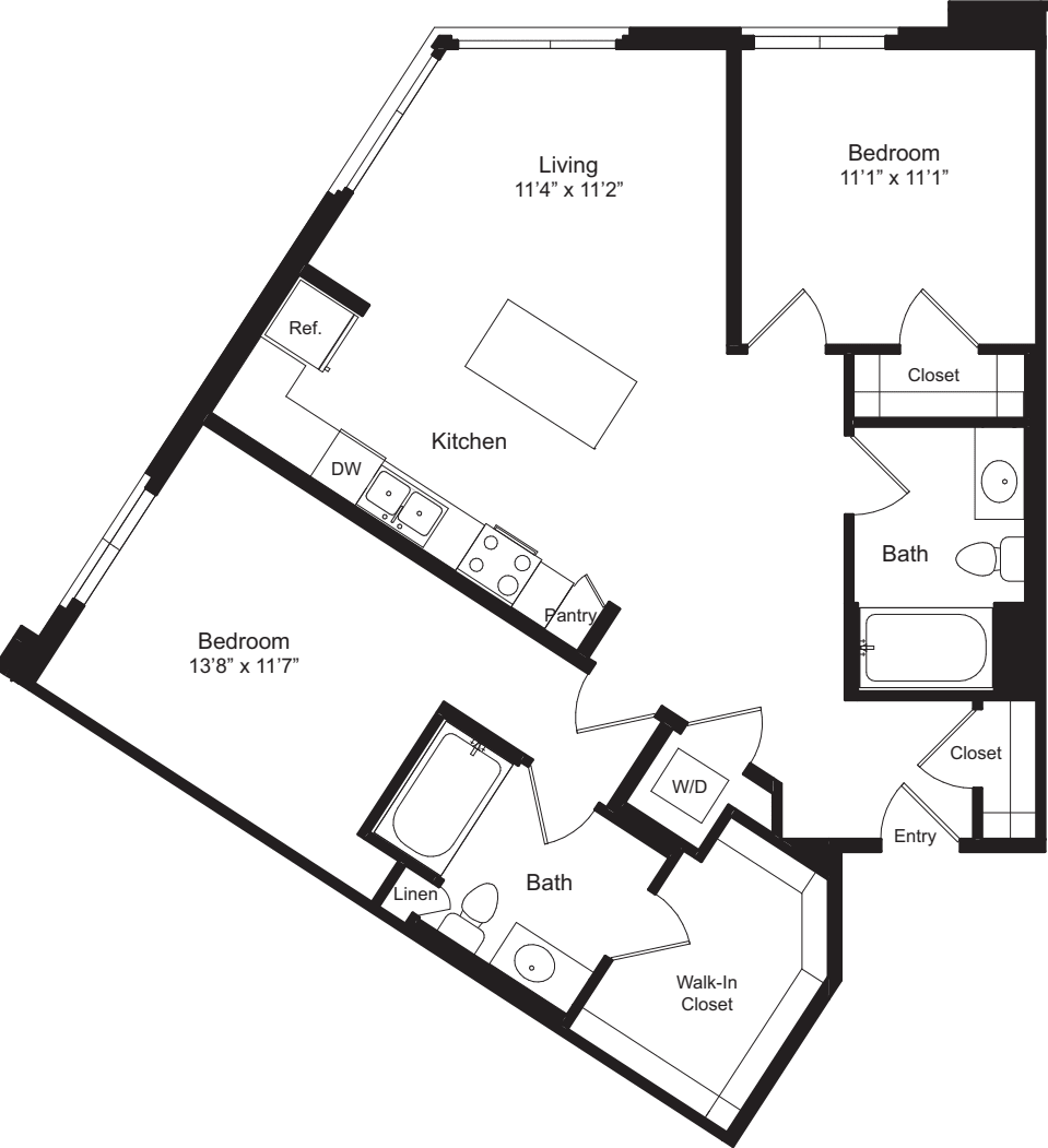 2 Bedroom G floorplan