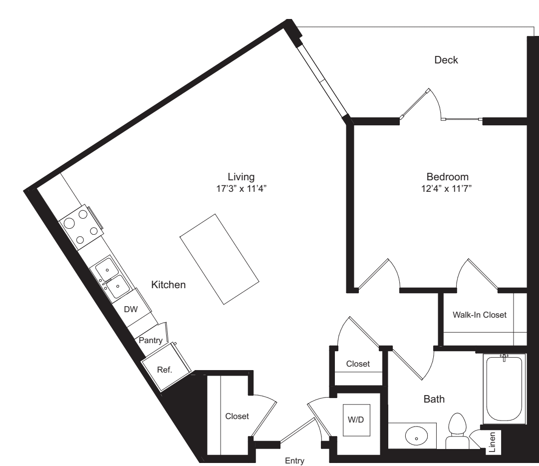 One Bedroom O floorplan