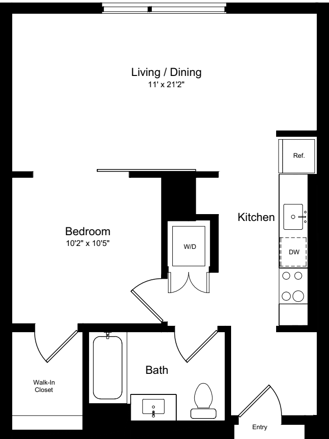 1 Bedroom B floorplan