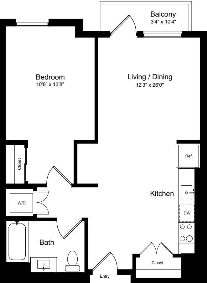1 Bedroom JB floorplan
