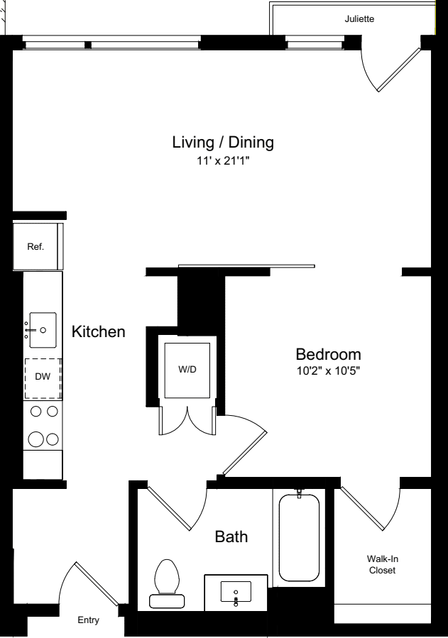1 Bedroom HJ floorplan