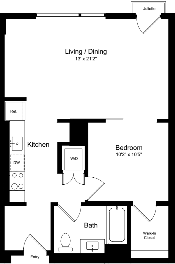 1 Bedroom GJ floorplan