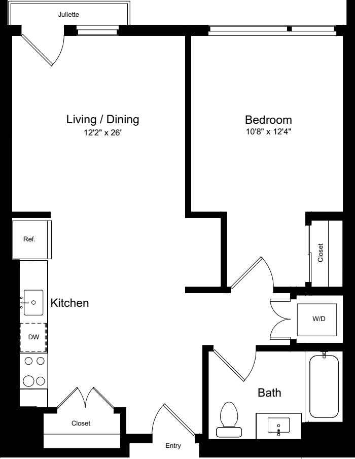 1 Bedroom NJ floorplan
