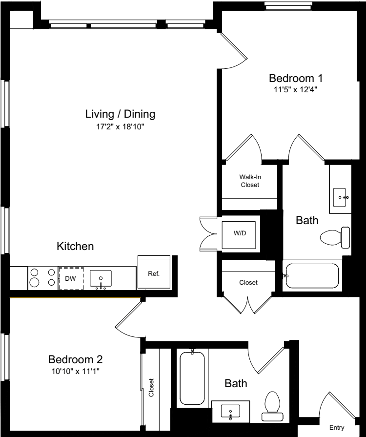 2 Bedroom D floorplan
