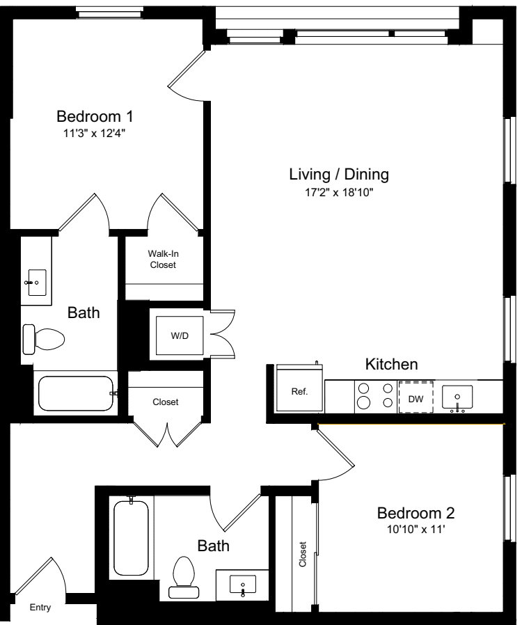 2 Bedroom J floorplan
