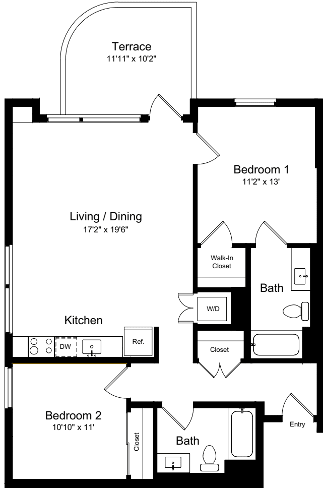 2 Bedroom KT floorplan
