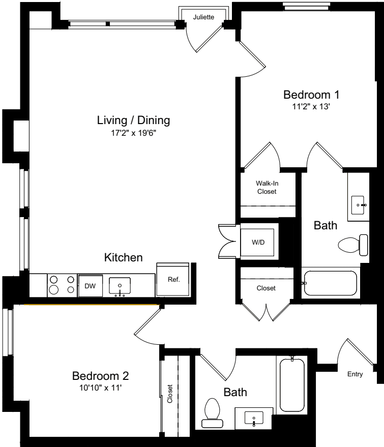 2 Bedroom LJ floorplan