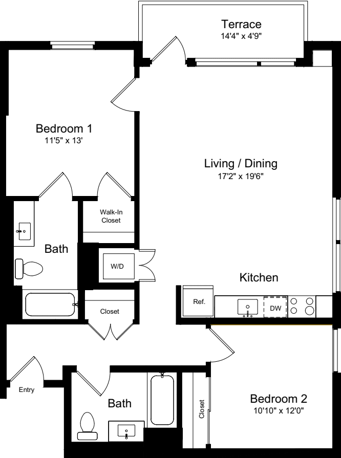 2 Bedroom ET floorplan
