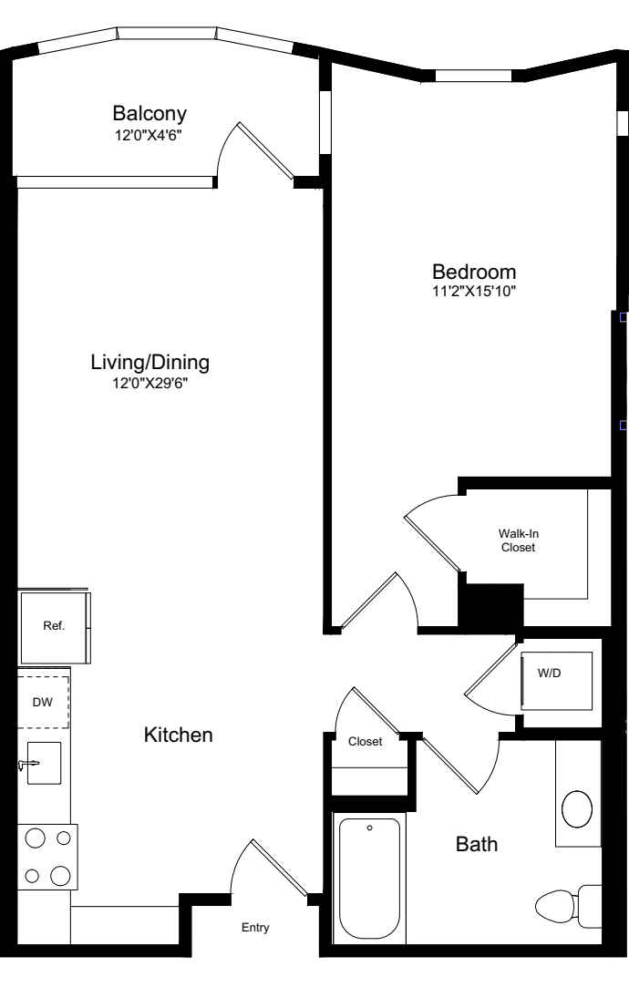 1A - Curved with Balcony floorplan