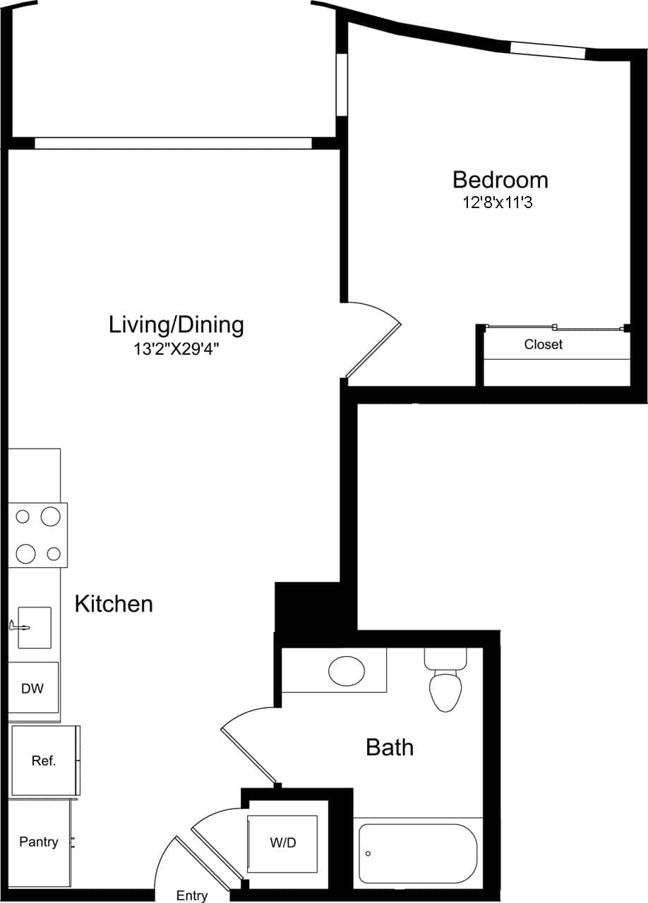1B - Curved floorplan