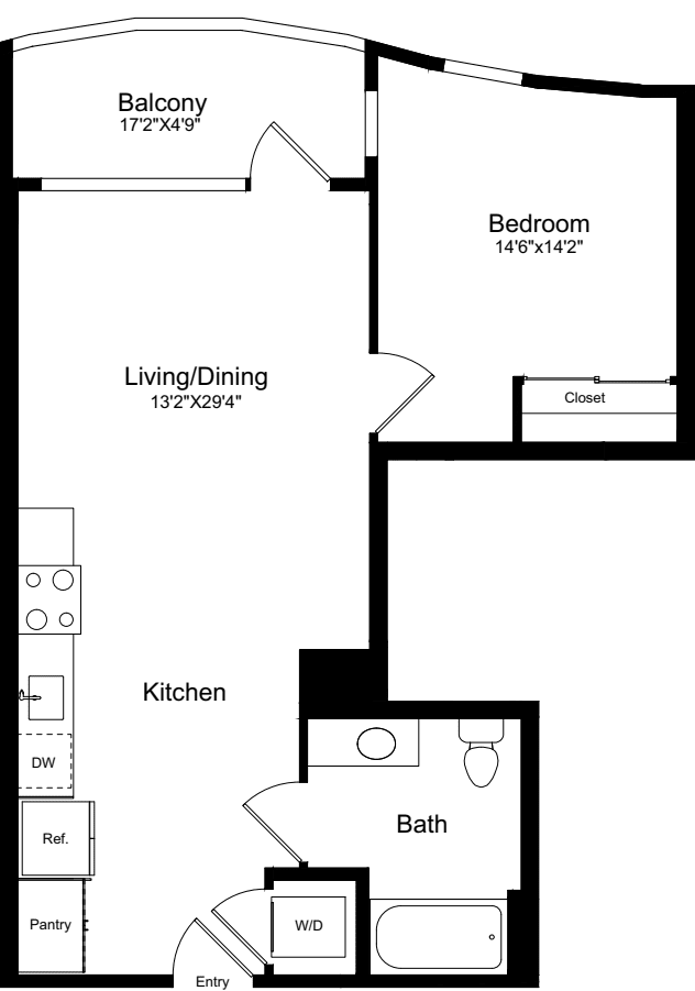 1B - Curved with Balcony