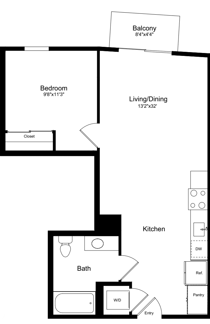 1B with Balcony