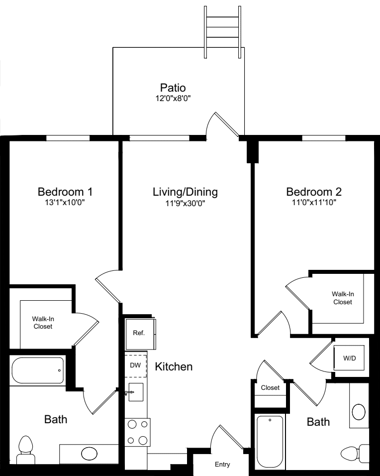 2A with Patio - Level 1 floorplan