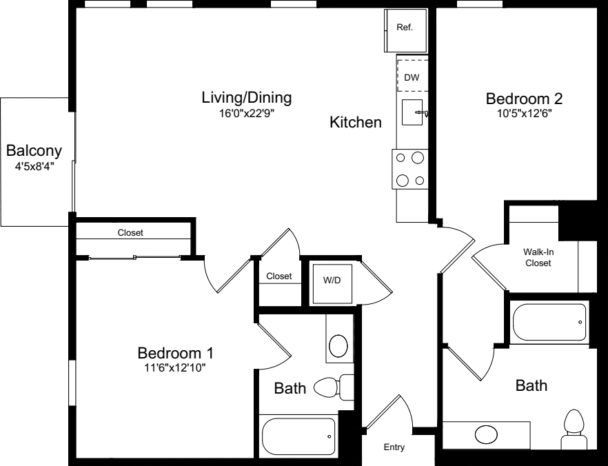 2B with Balcony floorplan