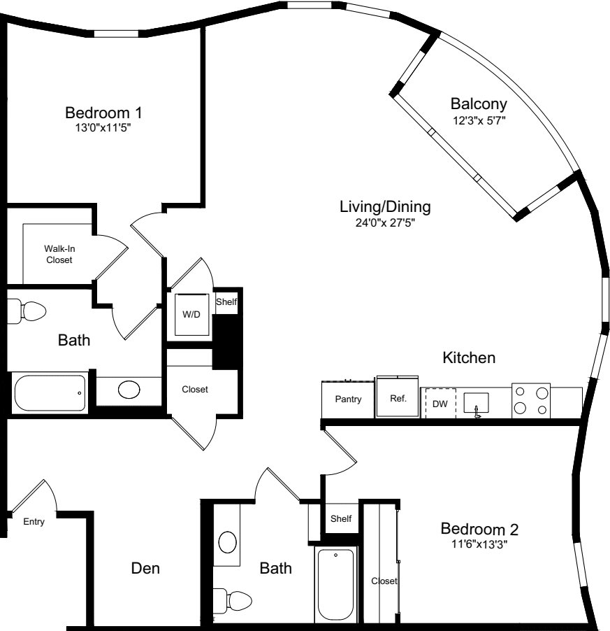 2D with Balcony floorplan