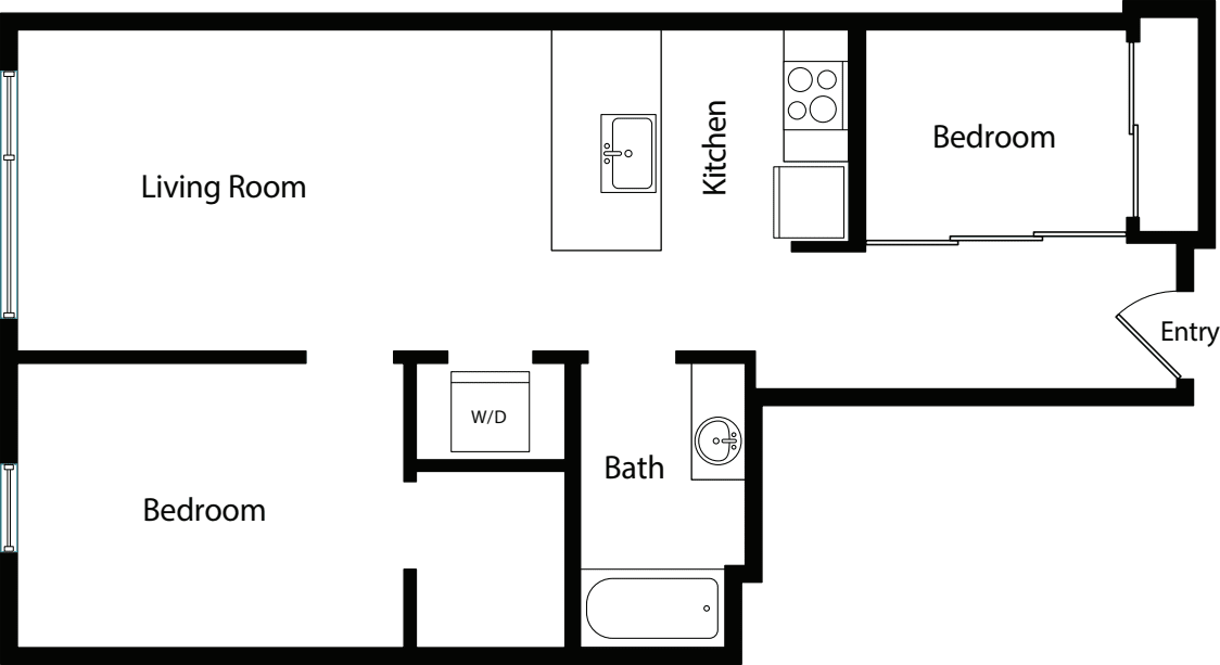 Two Bedroom One Bath A