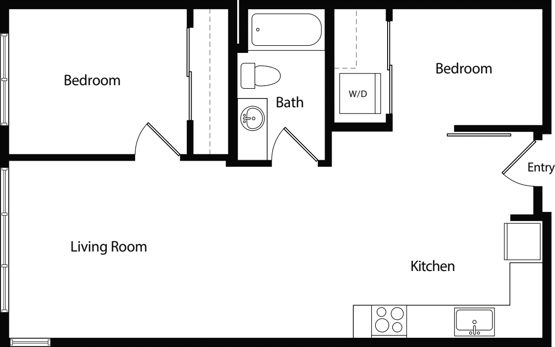 Two Bedroom One Bath D