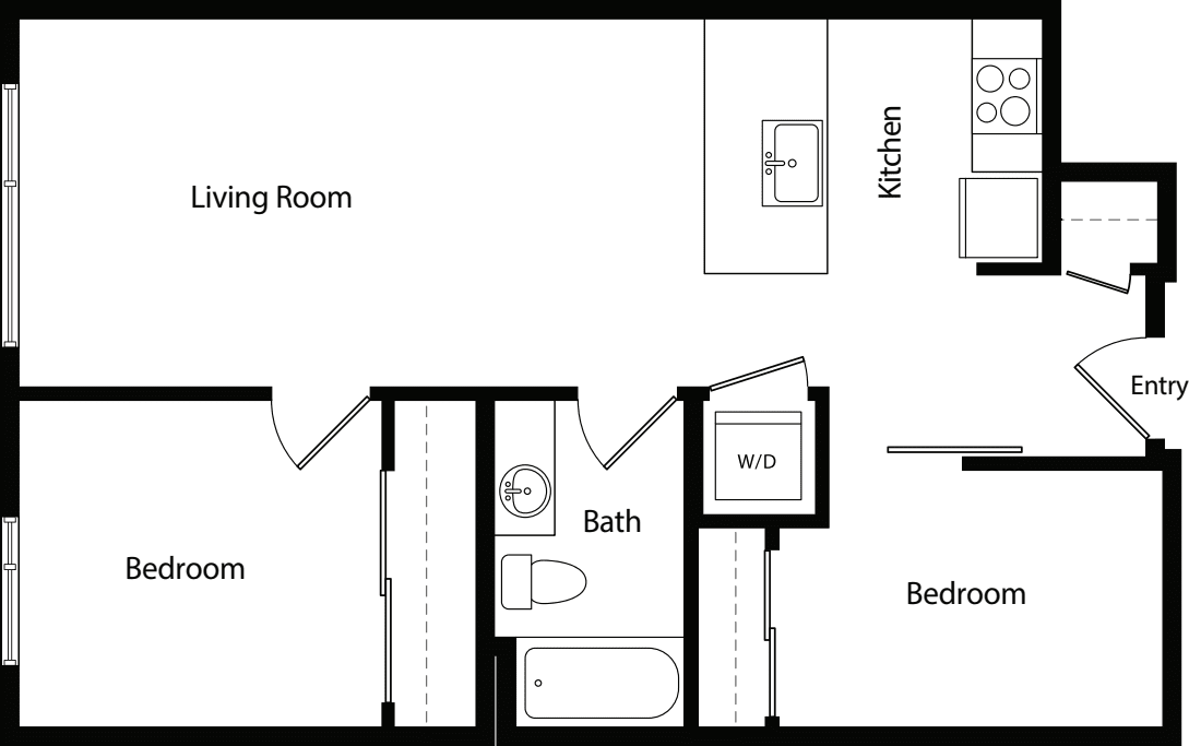 Two Bedroom One Bath C