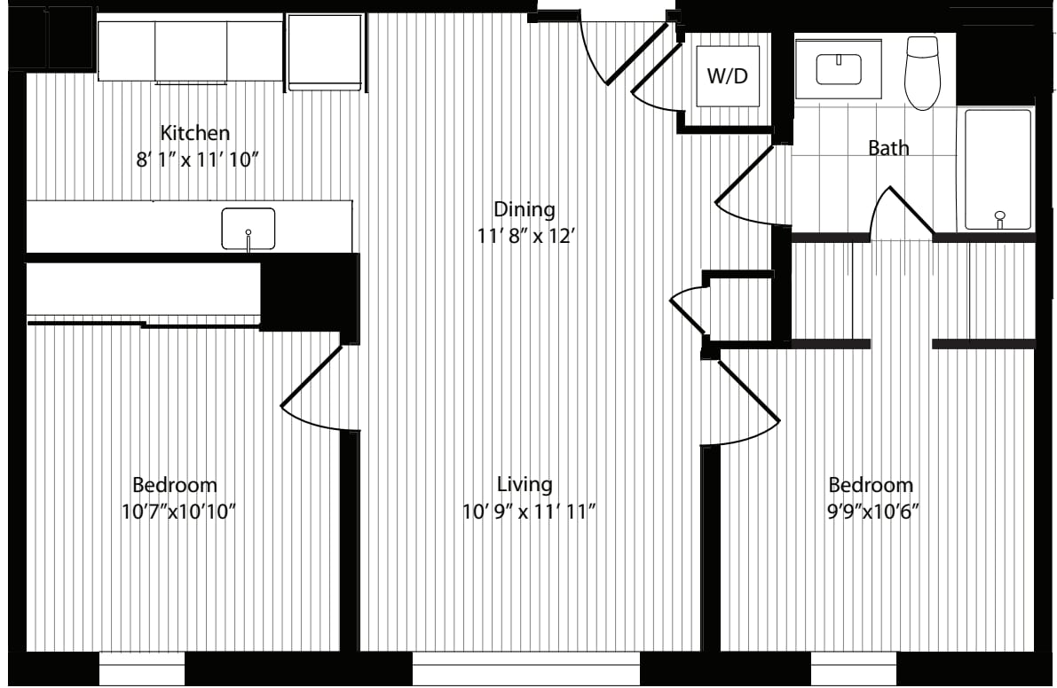 2 Bedroom G floorplan