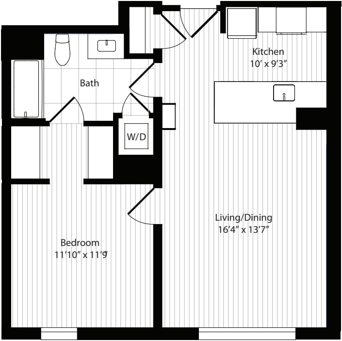 1 Bedroom F floorplan